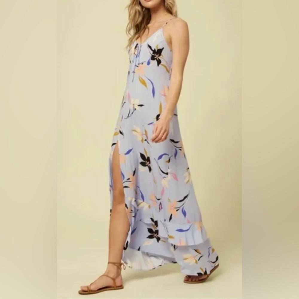 NWT O'Neill Ryder Lace-Up Maxi Dress Tropical Coastal Boho Surfer Beachy XS